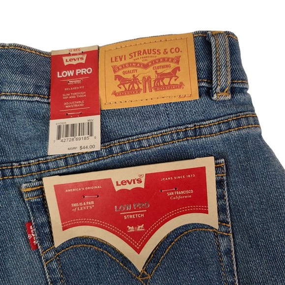 Levi's Girls Size 12R Blue Solid Low Pro Straight Cut Jeans Mid Rise NWT - Picture 12 of 14